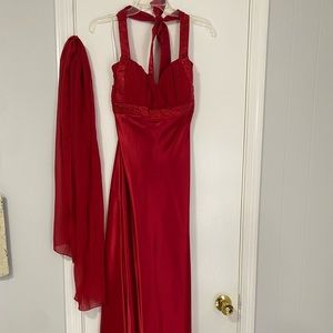 red floor length formal dress